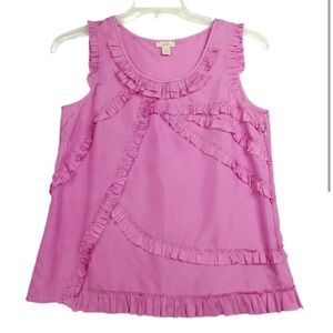 J. Crew Womens Blouse Size 6 Pink Pleated 100% Silk Sleeveless